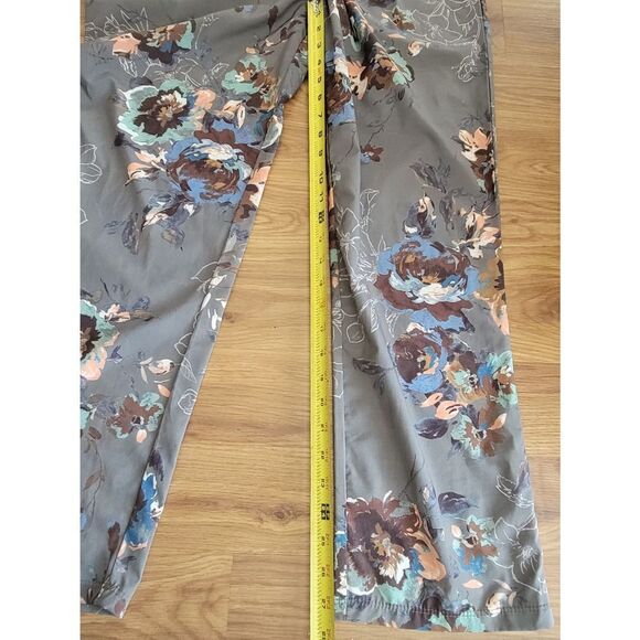 Wanderlux Floral Print Pants Gray Paperbag Waist Casual‎ Trousers Large - Picture 4 of 7
